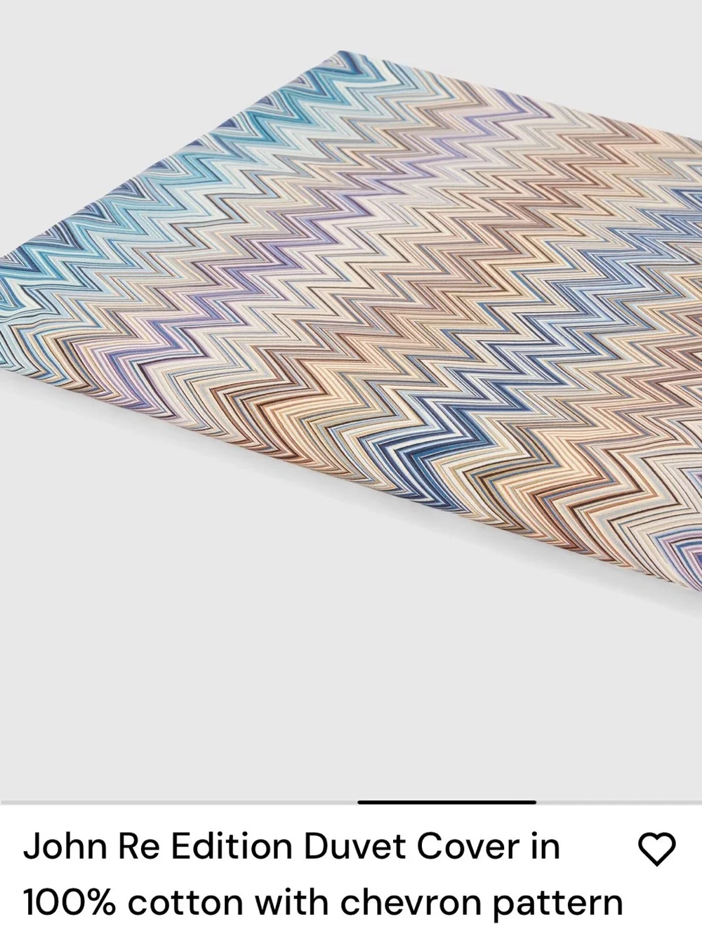 Missoni Zigzag Chevron Duvet Cover in Blue, Tan, Lavender